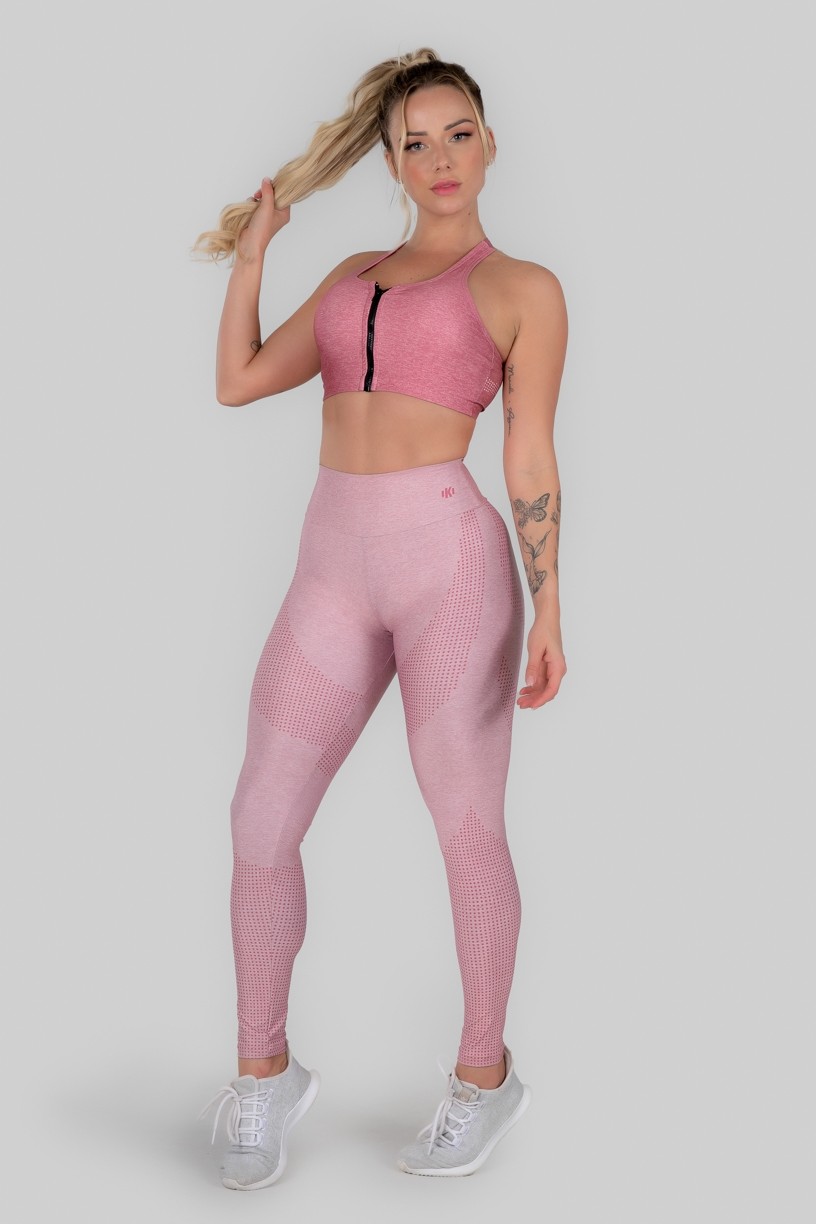 Calça Legging Estampa Digital Cós Duplo (Pink Dot) | Ref: K3011-A