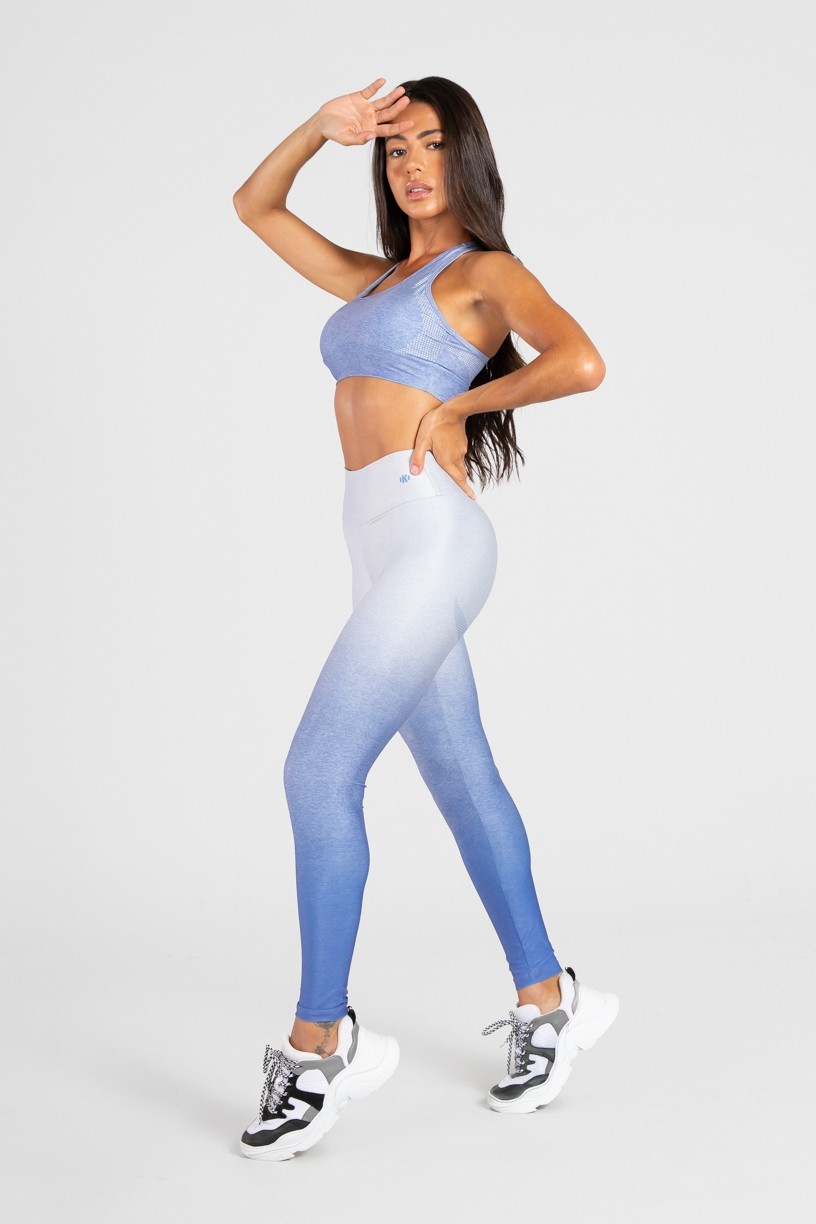 Calça Legging Estampa Digital com Cós Duplo (Blue Glow) | Ref: K3087-A