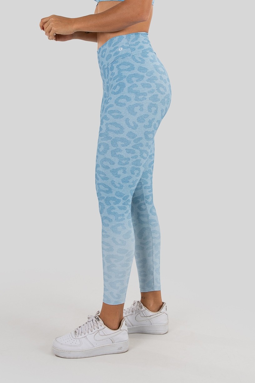 Calça Legging Estampa Digital com Cós Duplo (Blue Leopard)  Ref K3235-E