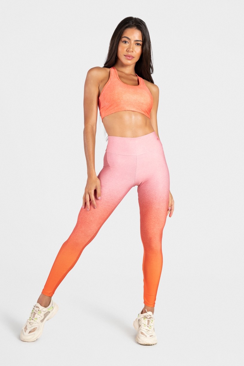 Calça Legging Estampa Digital com Cós Duplo (Orange Glow) | Ref: K3087-E