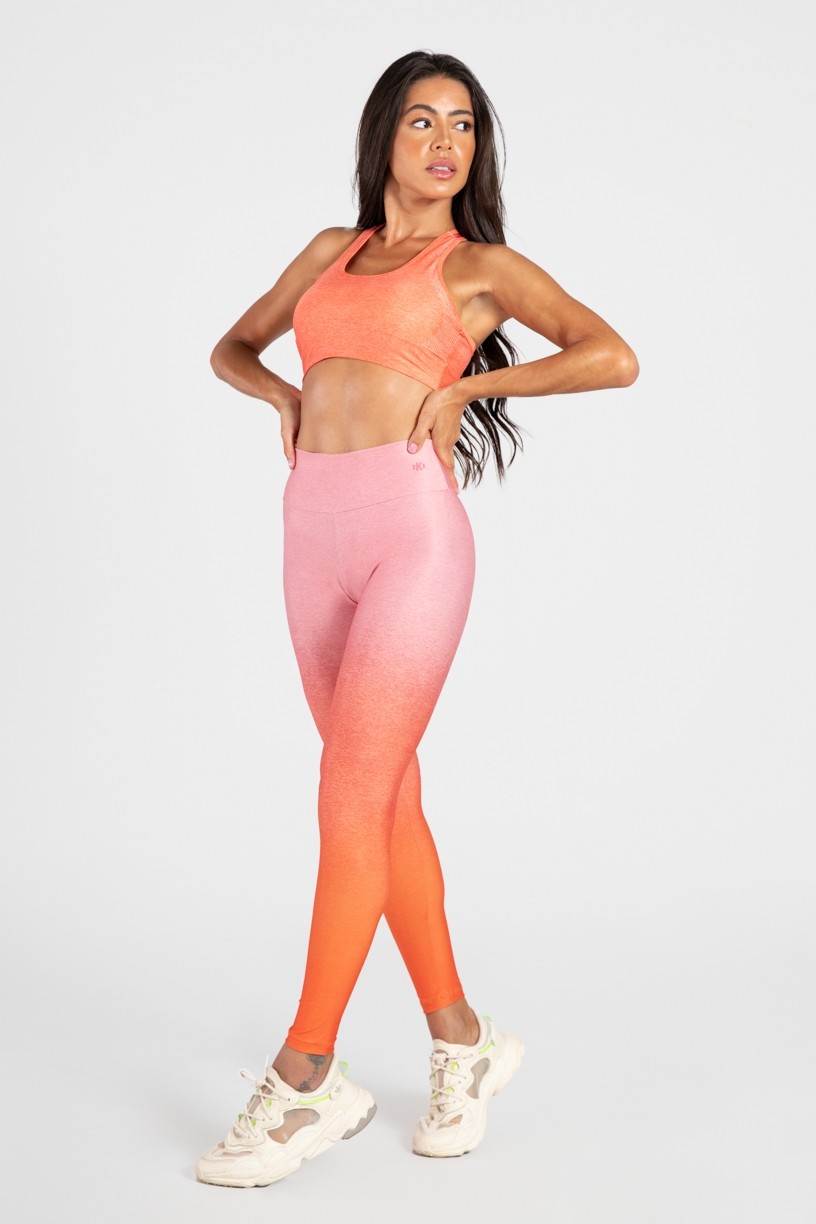 Calça Legging Estampa Digital com Cós Duplo (Orange Glow) | Ref: K3087-E