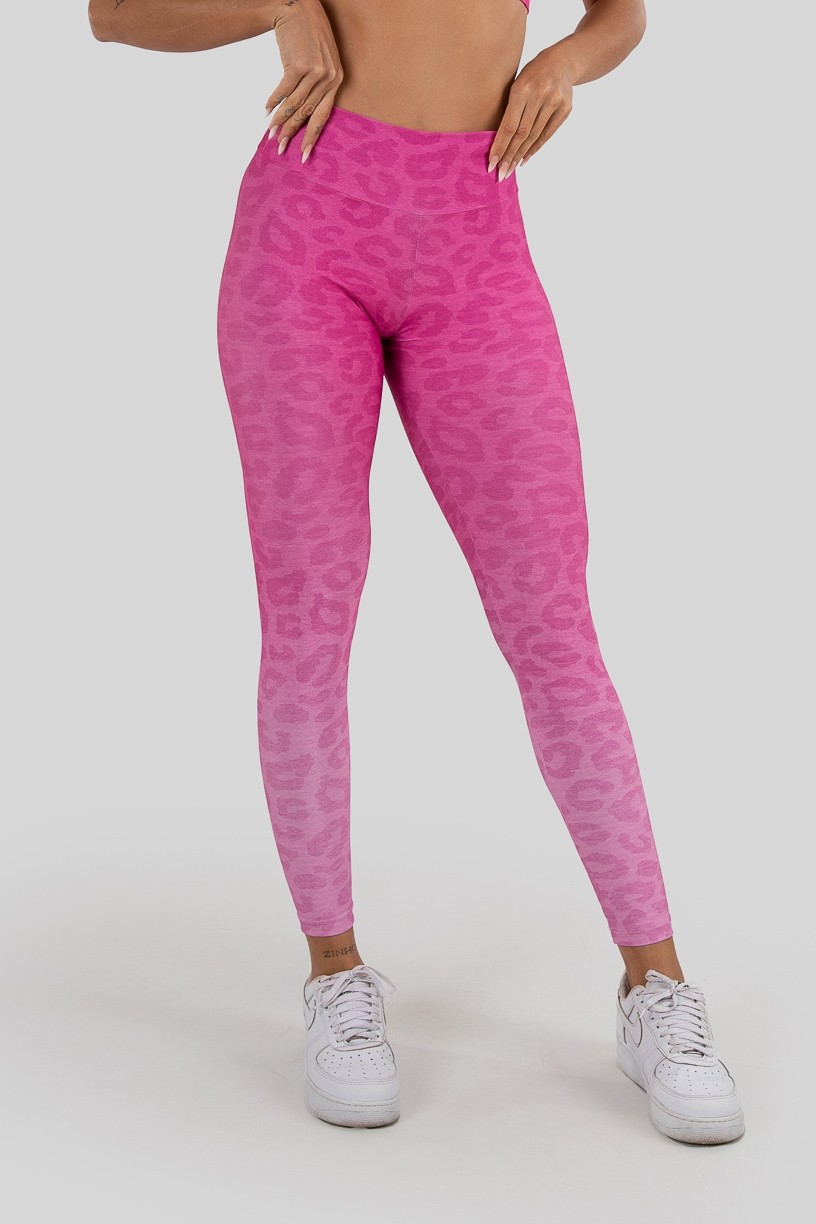 Calça Legging Estampa Digital com Cós Duplo (Pink Leopard)  Ref K3235-B