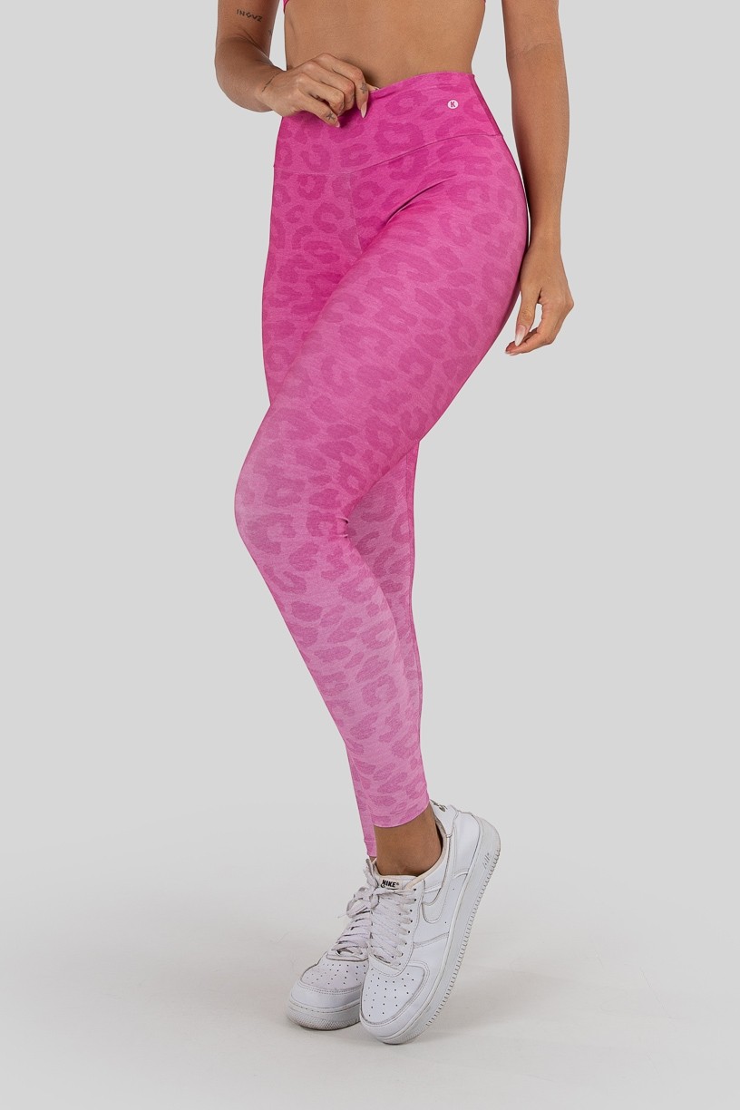 Calça Legging Estampa Digital com Cós Duplo (Pink Leopard)  Ref K3235-B