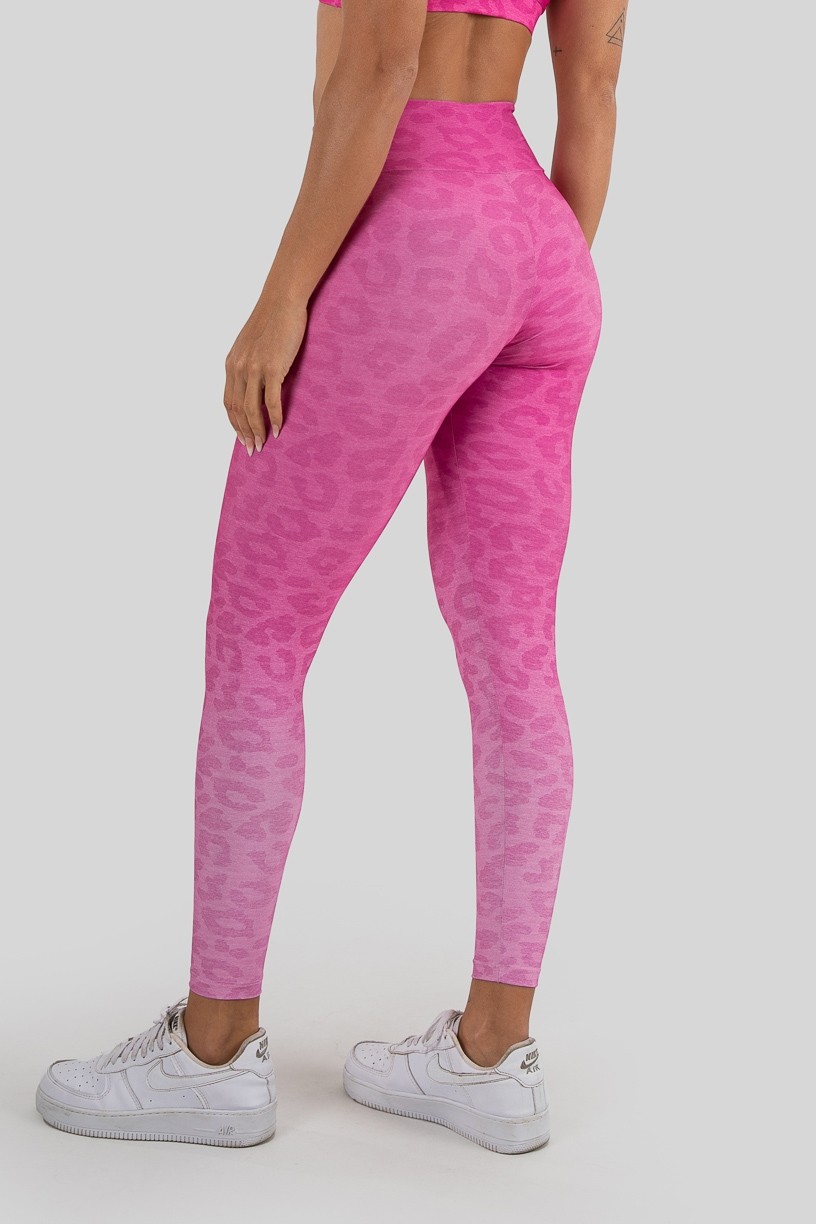 Calça Legging Estampa Digital com Cós Duplo (Pink Leopard)  Ref K3235-B