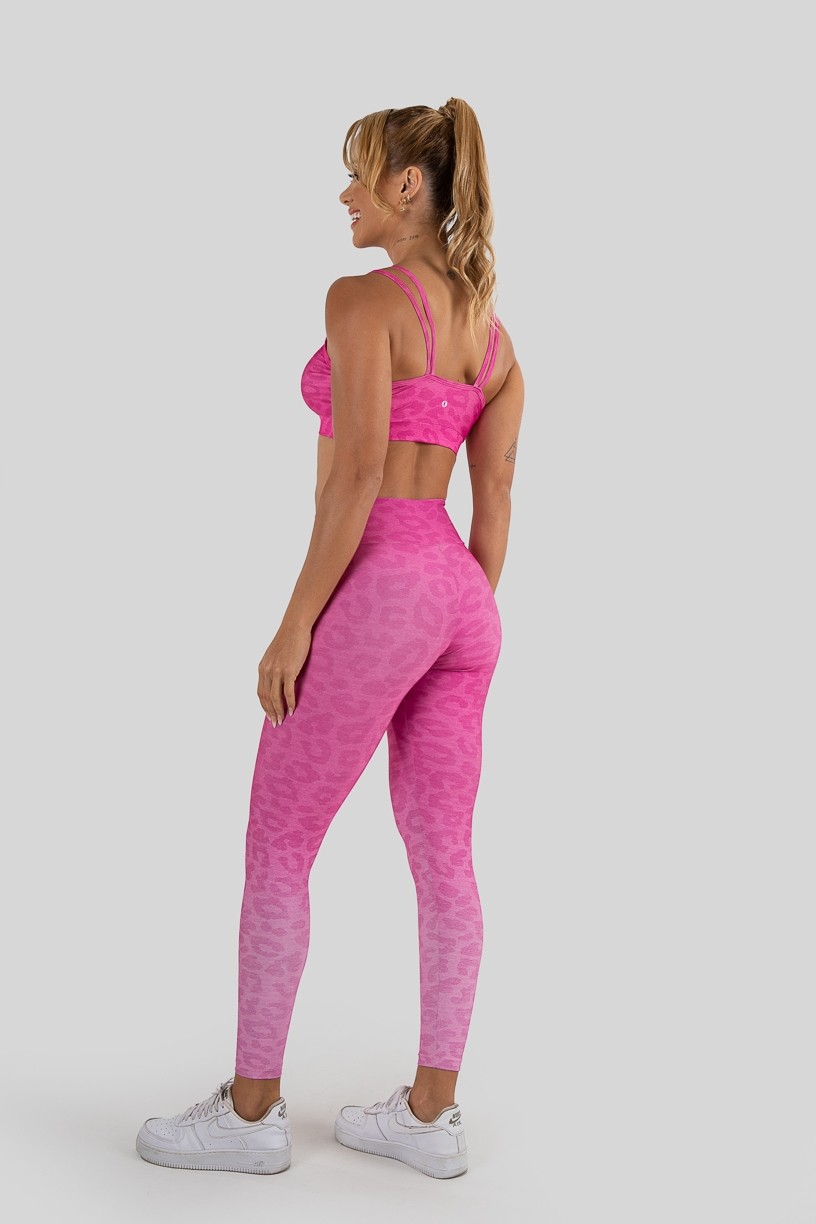 Calça Legging Estampa Digital com Cós Duplo (Pink Leopard)  Ref K3235-B