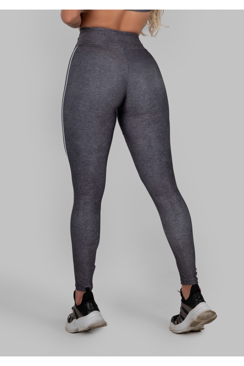 Calça Legging Estampa Digital com Cós Franzido e Cadarço (Sport Stripes Grey) | Ref: K2997-A