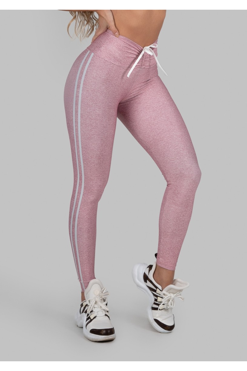 Calça Legging Estampa Digital com Cós Franzido e Cadarço (Sport Stripes Pink) | Ref: K2997-B