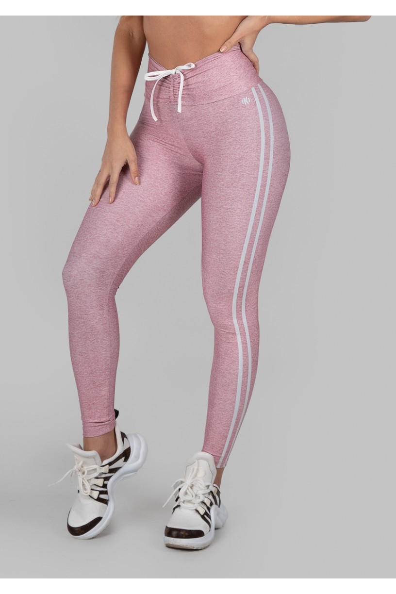 Calça Legging Estampa Digital com Cós Franzido e Cadarço (Sport Stripes Pink) | Ref: K2997-B