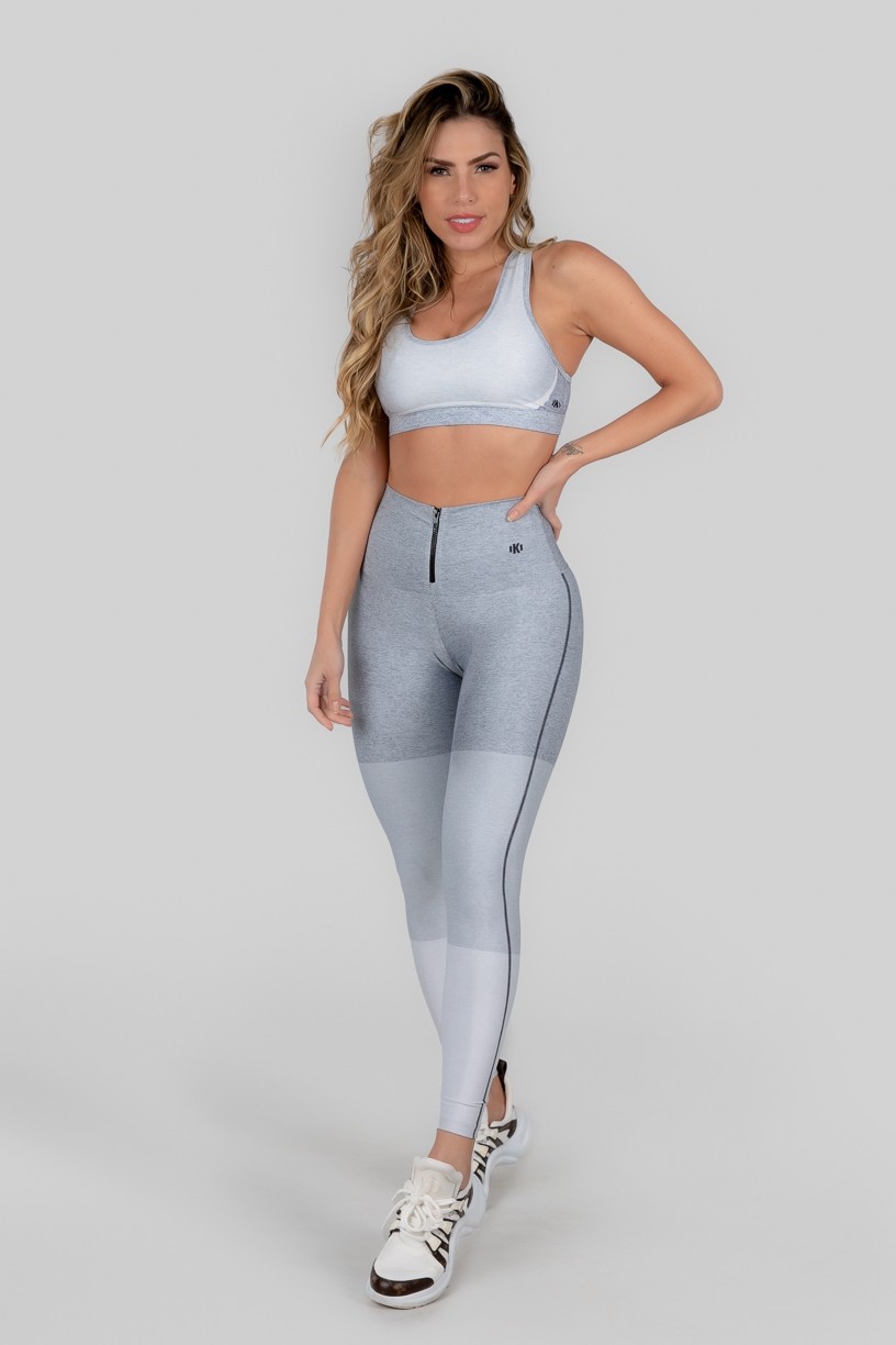 Calça Legging Estampa Digital com Zíper no Cós (Grey Fraction) | Ref: K3005-A