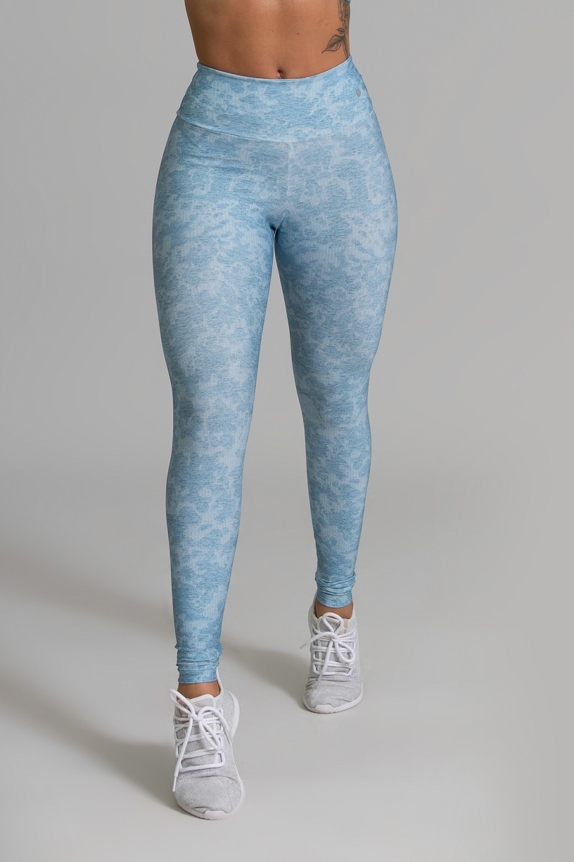 Calça Legging Fitness Estampa Digital Blue Lace | Ref: GO367