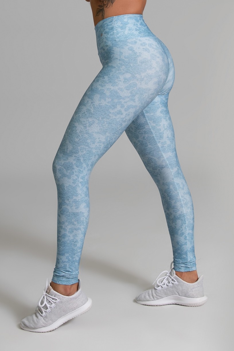 Calça Legging Fitness Estampa Digital Blue Lace | Ref: GO367