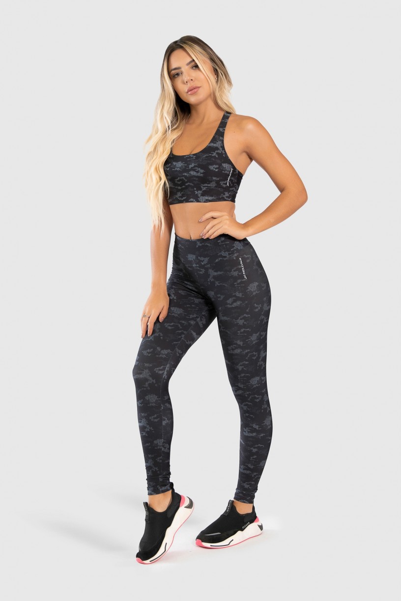 Calça Legging Fitness Estampa Digital Camouflaged Black | Ref: GO189-A 