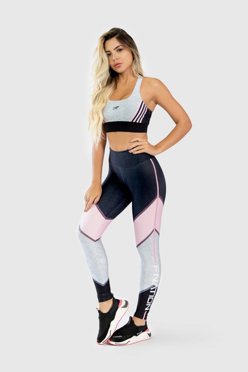 Calça Legging Fitness Estampa Digital Pink Arrow  Ref GO274