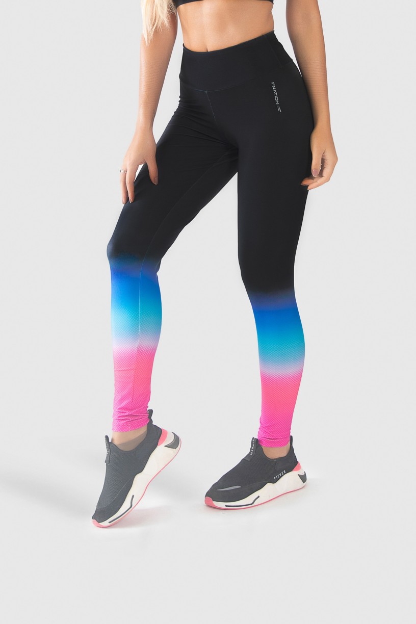 Calça Legging Fitness Estampa Digital Pink Blue Gradient | Ref: GO237 