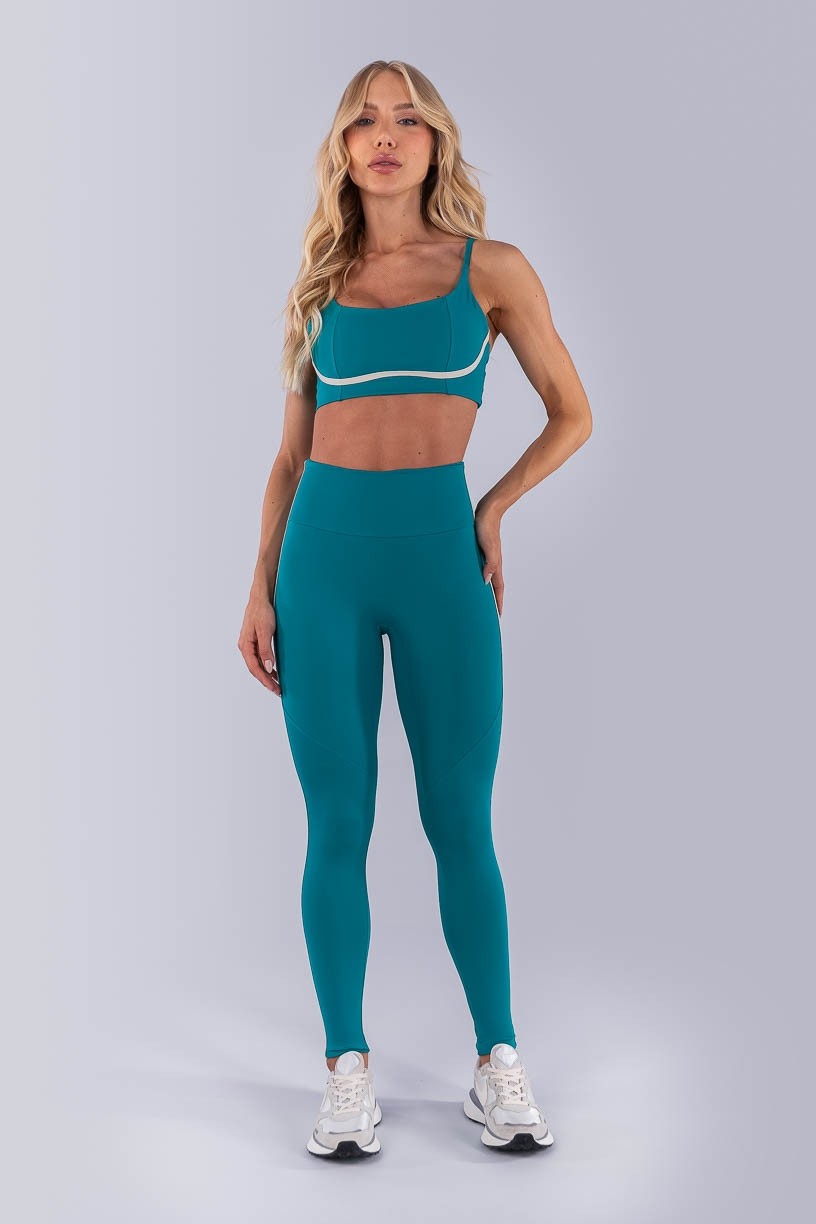 Calça Legging sem Gancho com Chapado nas Laterais (Jade / Bege) | Ref: K4485-C