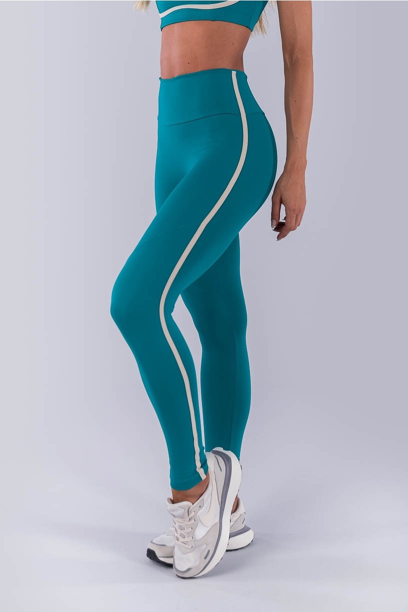 Calça Legging sem Gancho com Chapado nas Laterais (Jade / Bege) | Ref: K4485-C