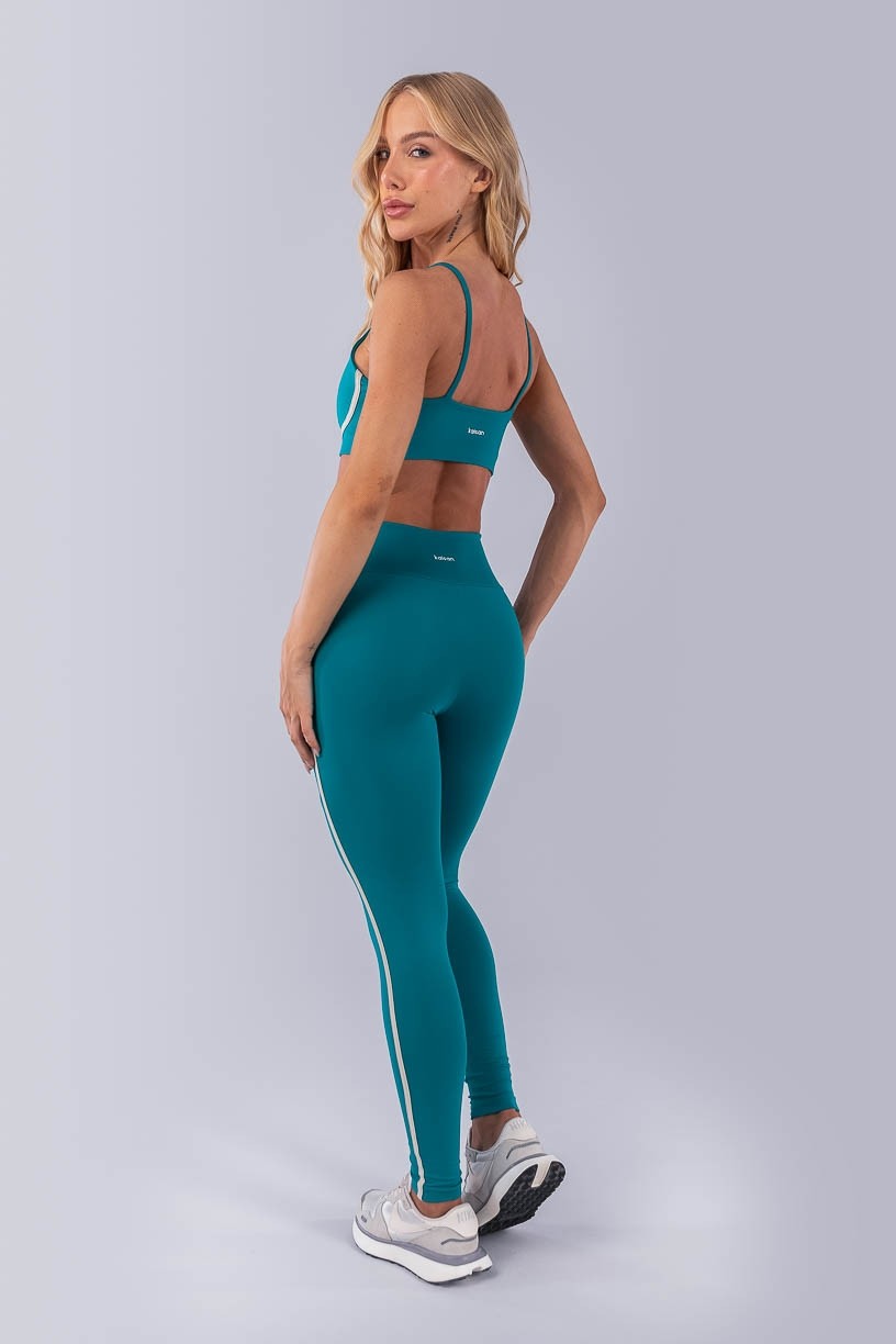 Calça Legging sem Gancho com Chapado nas Laterais (Jade / Bege) | Ref: K4485-C
