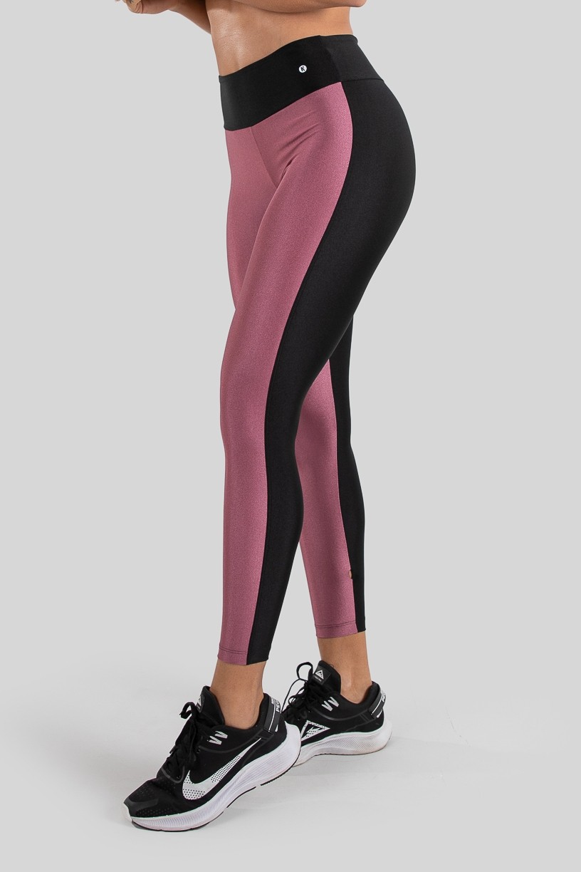 Calça Legging Tecido Platinado Duas Cores (Rosa / Preto) | Ref: GO472-D