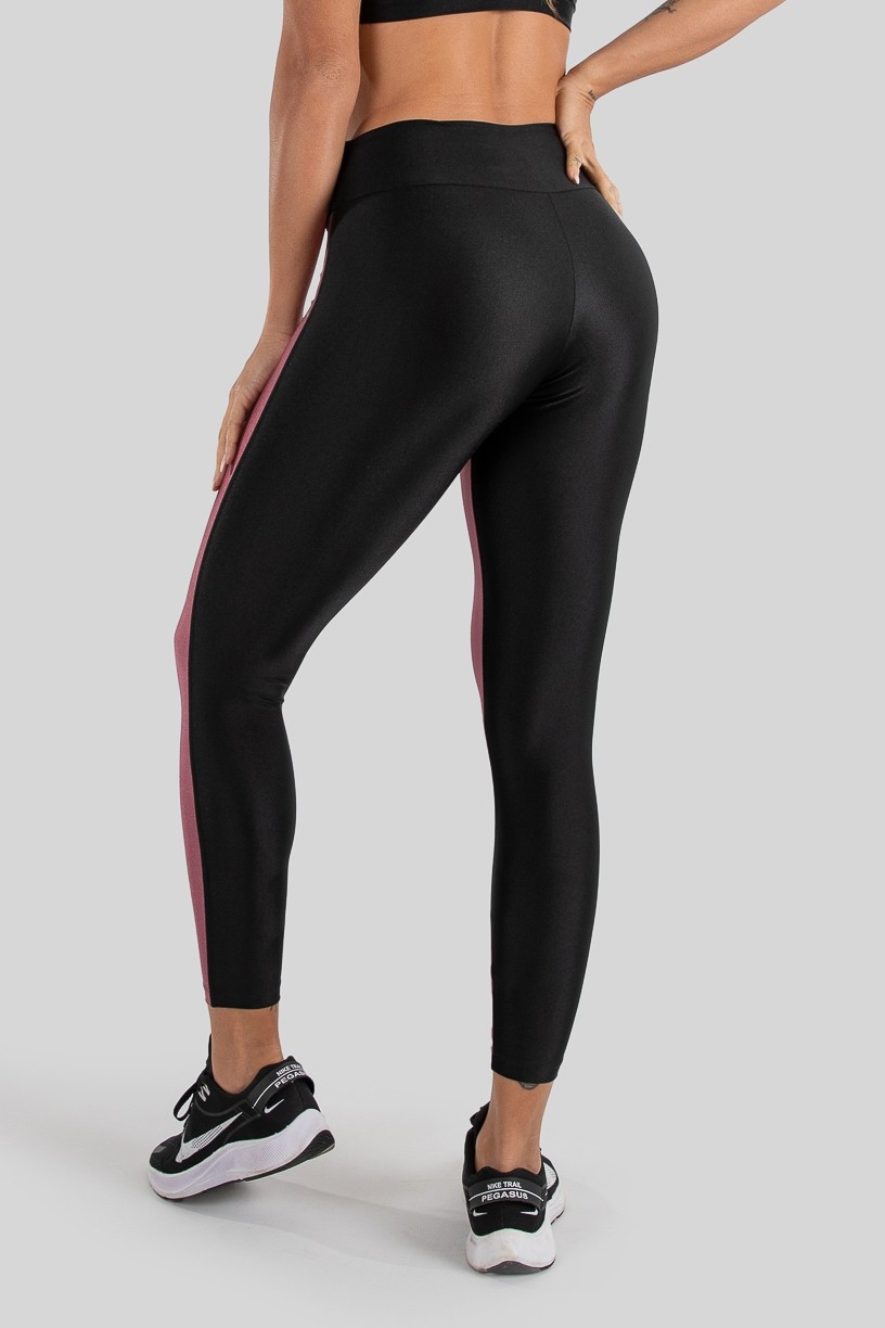 Calça Legging Tecido Platinado Duas Cores (Rosa / Preto) | Ref: GO472-D