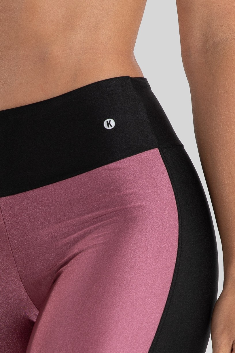 Calça Legging Tecido Platinado Duas Cores (Rosa / Preto) | Ref: GO472-D