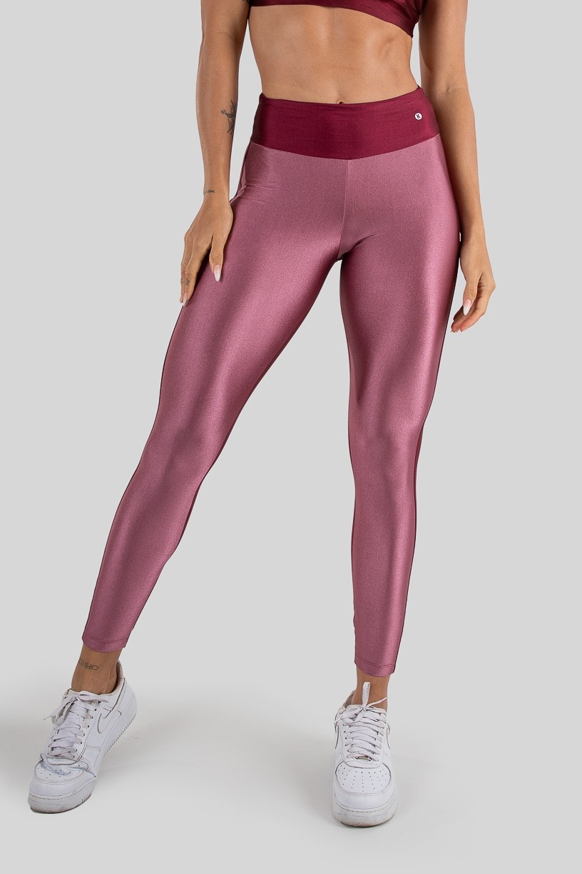 Calça Legging Tecido Platinado Duas Cores (Rosa / Vinho) | Ref: GO472-H