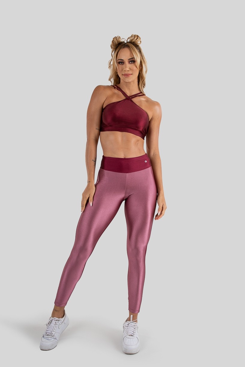 Calça Legging Tecido Platinado Duas Cores (Rosa / Vinho) | Ref: GO472-H