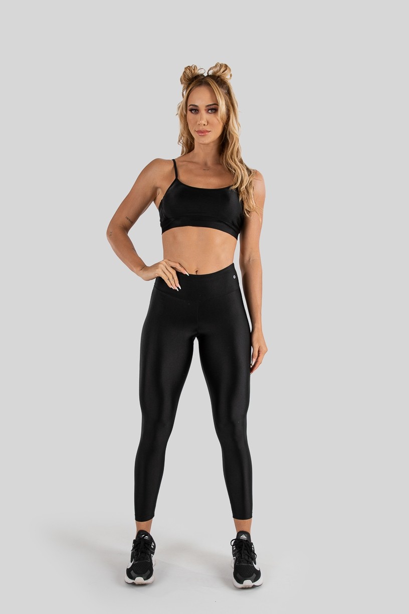 Calça Legging Tecido Platinado Levanta Bumbum (Preto) | Ref: K3210-B