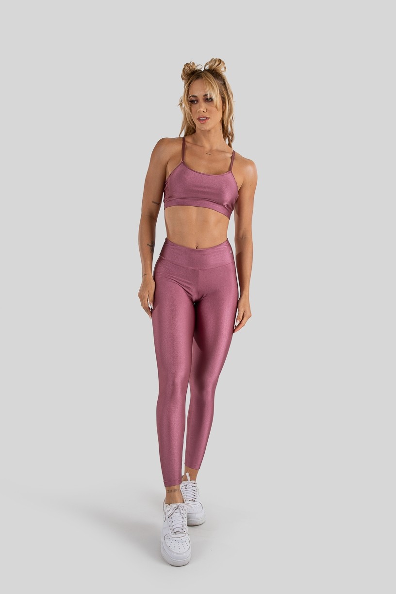 Calça Legging Tecido Platinado Levanta Bumbum (Rosa) | Ref: K3210-A