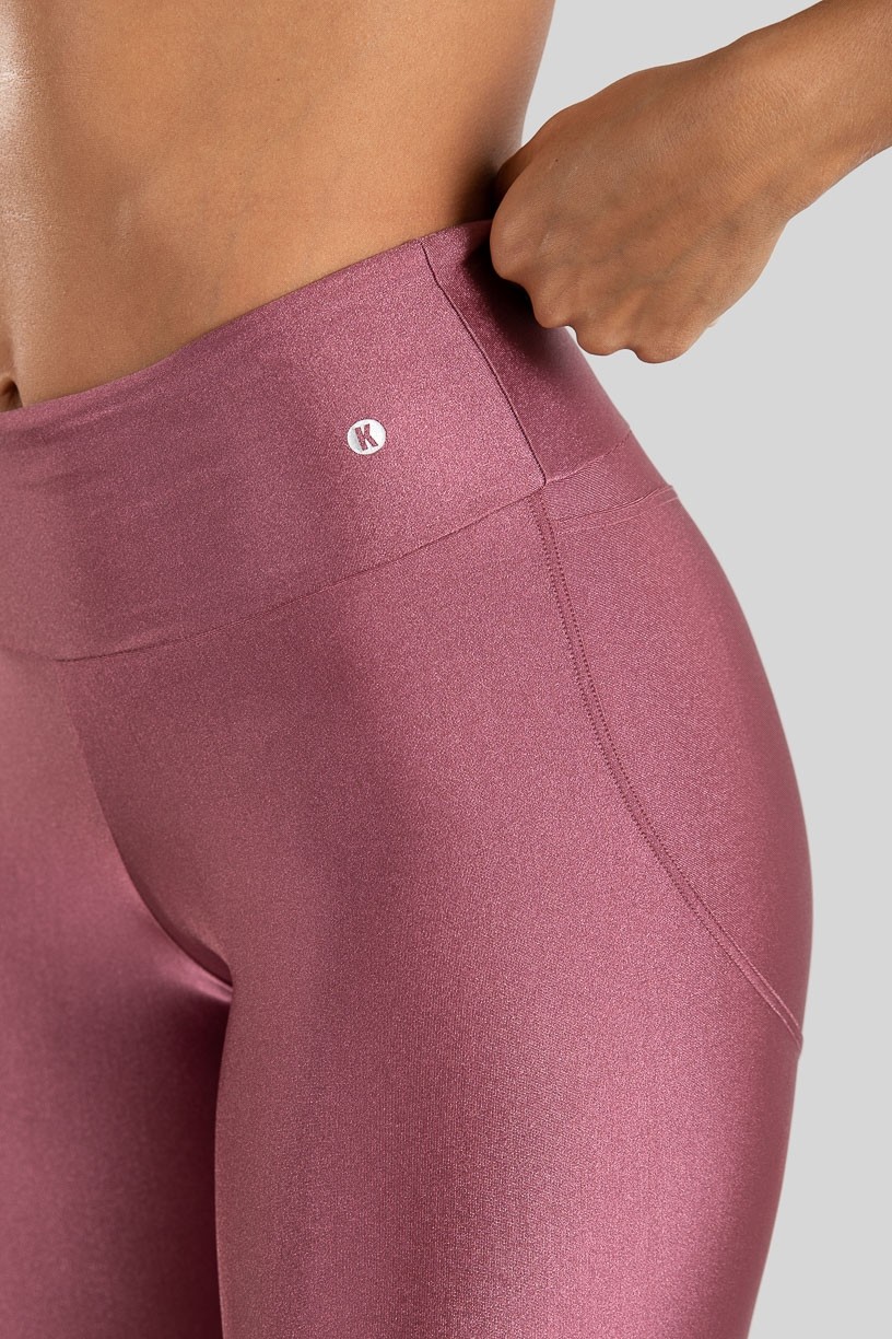 Calça Legging Tecido Platinado Levanta Bumbum (Rosa) | Ref: K3210-A