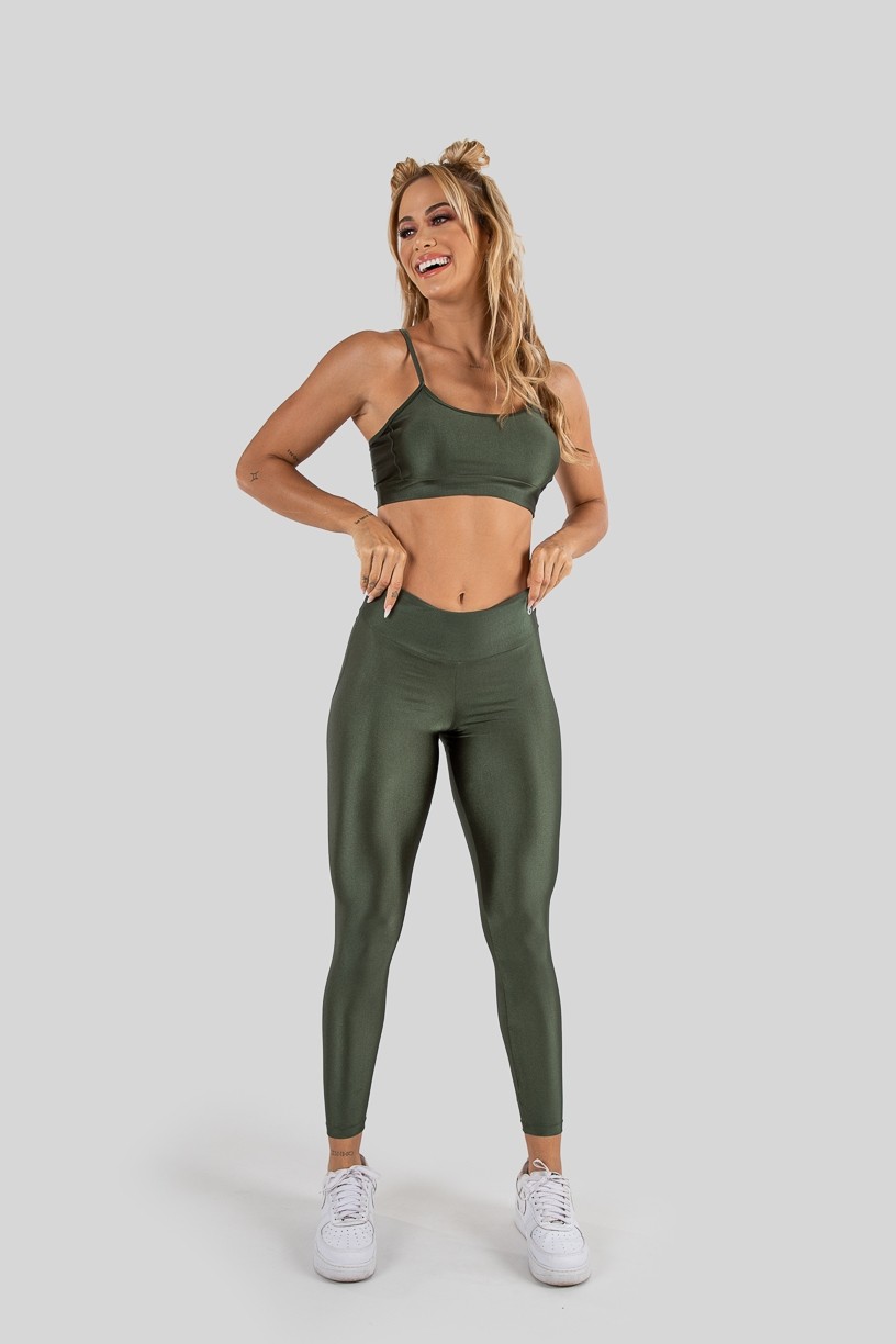 Calça Legging Tecido Platinado Levanta Bumbum (Verde Militar) | Ref: K3210-D