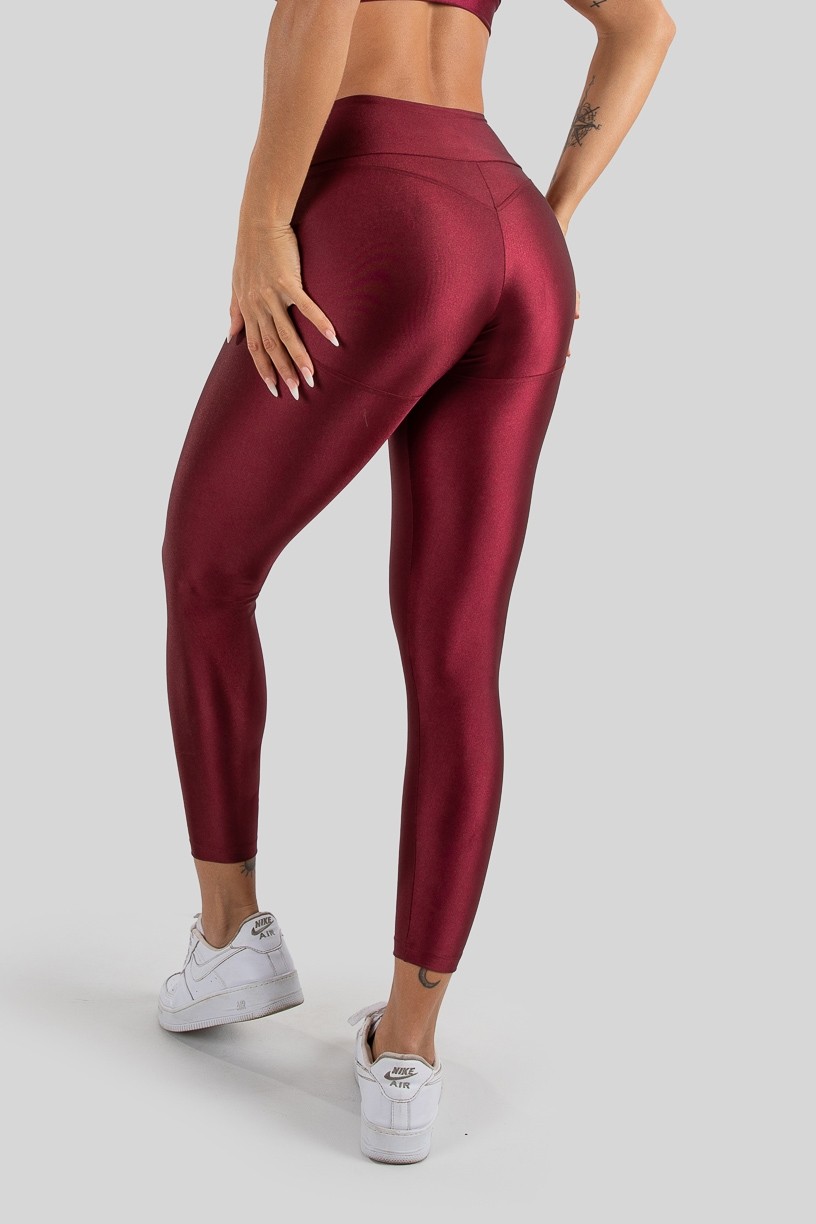 Calça Legging Tecido Platinado Levanta Bumbum (Vinho) | Ref: K3210-C