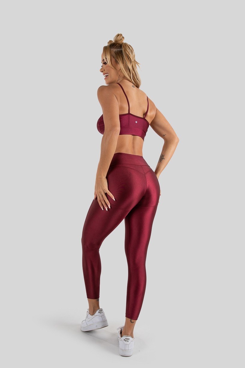 Calça Legging Tecido Platinado Levanta Bumbum (Vinho) | Ref: K3210-C