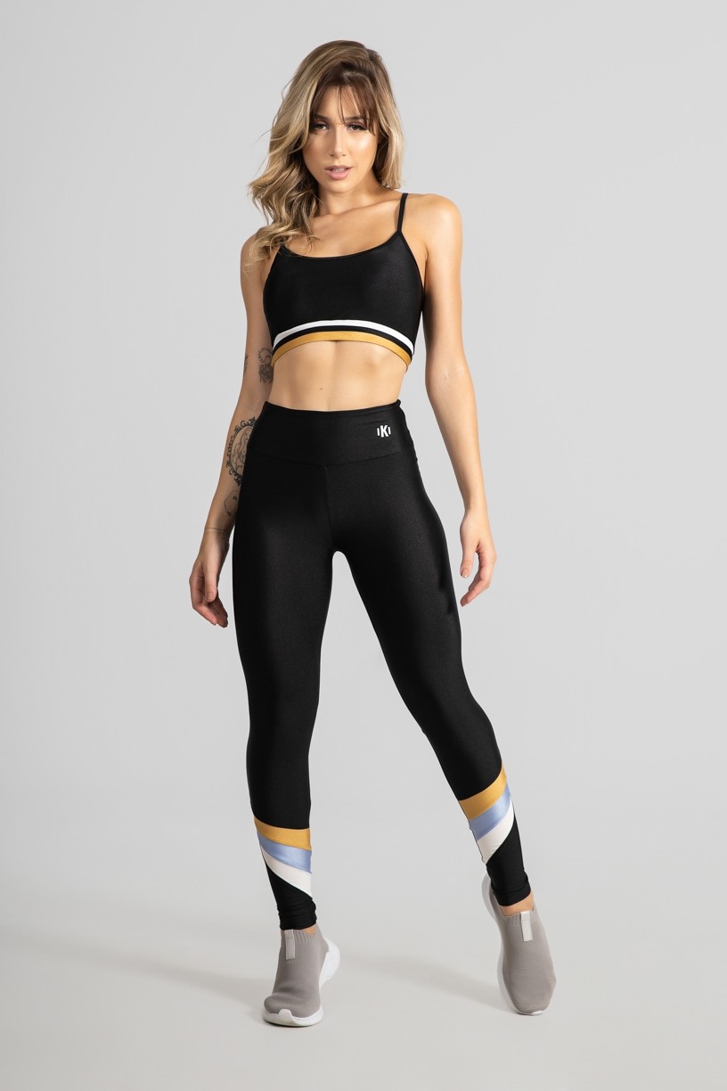 Calça Legging Três Cores (Preto / Ouro / Azul Claro / Branco) | Ref: GO531-A