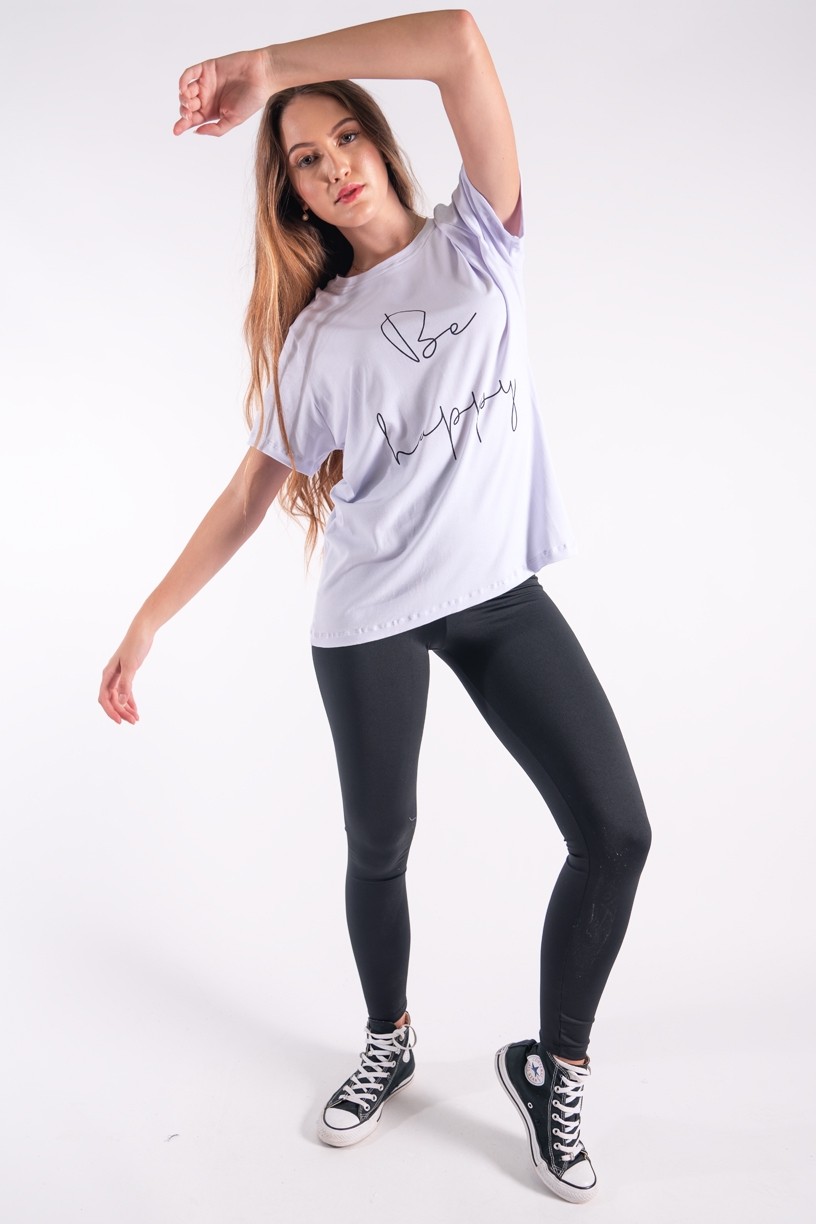 Camisetão com Silk Be Happy (Branco) | Ref: K2850-B