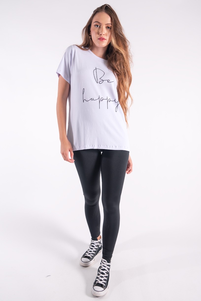 Camisetão com Silk Be Happy (Branco) | Ref: K2850-B