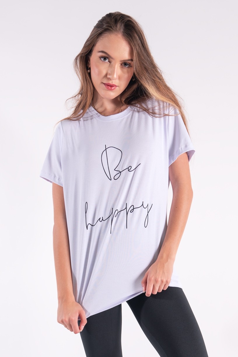 Camisetão com Silk Be Happy (Branco) | Ref: K2850-B