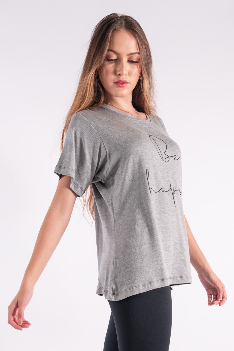 Camisetão com Silk Be Happy (Mescla) | Ref: K2850-C