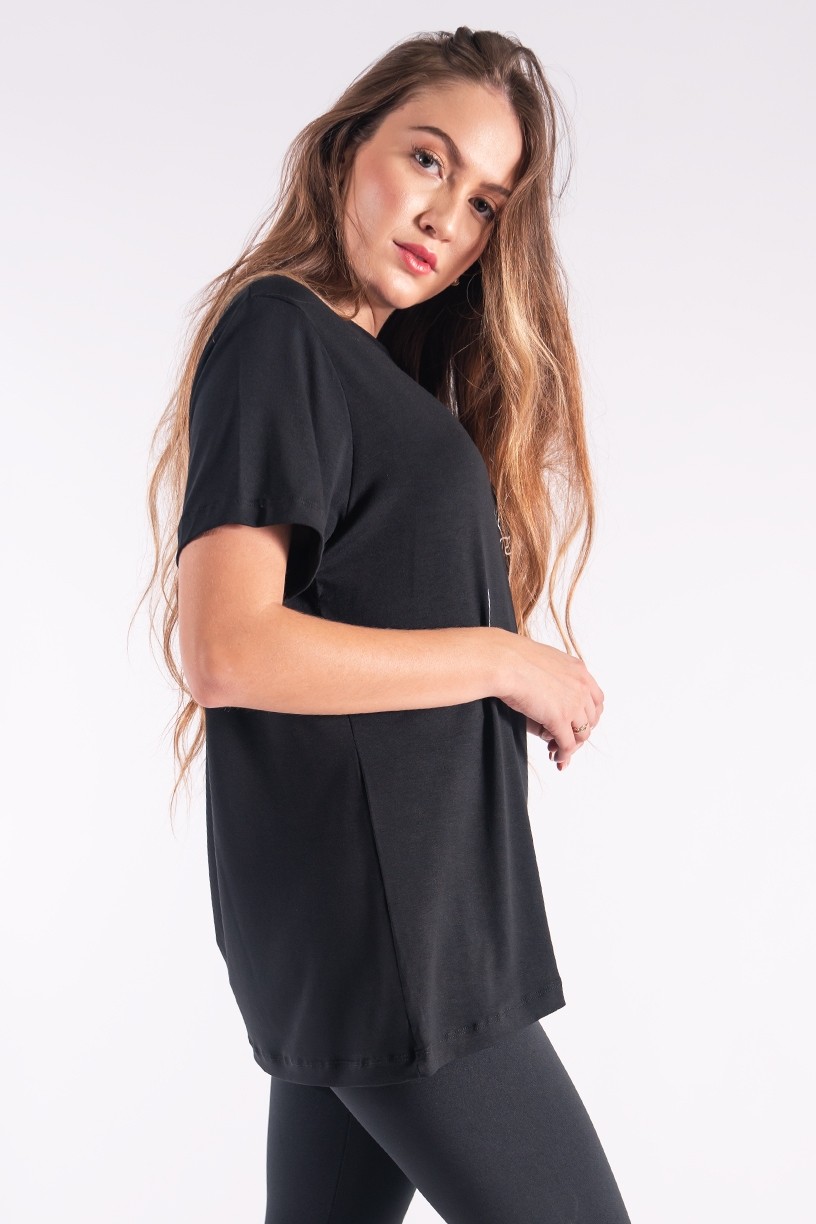 Camisetão com Silk Be Happy (Preto) | Ref: K2850-A