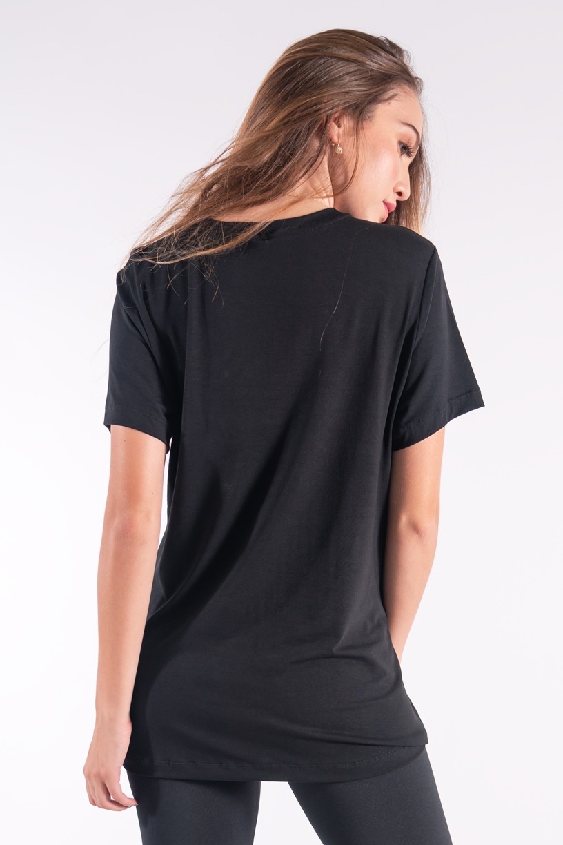 Camisetão com Silk Be Happy (Preto) | Ref: K2850-A