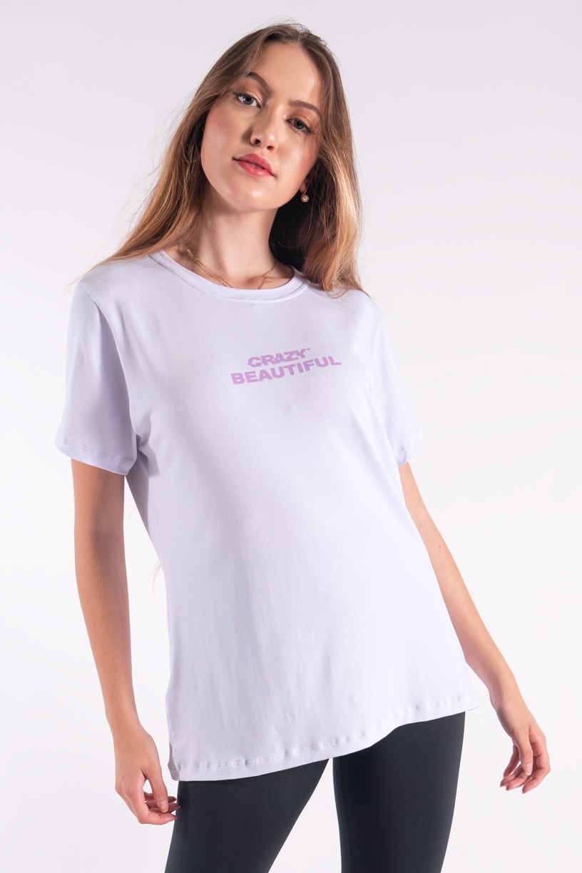 Camisetão com Silk Crazy Beautiful (Branco) | Ref: K2844-B