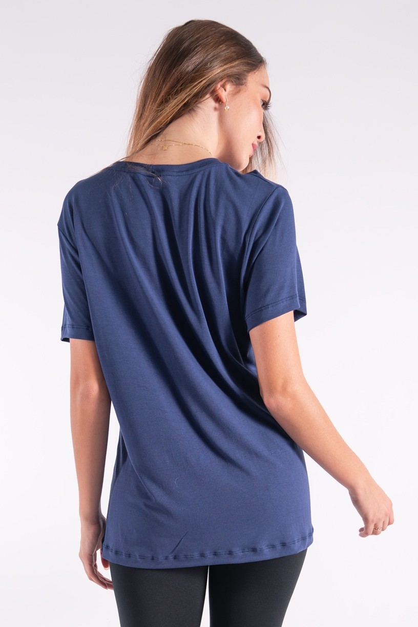 Camisetão com Silk Flamingo Por Do Sol (Azul Marinho) | Ref: K2845-F