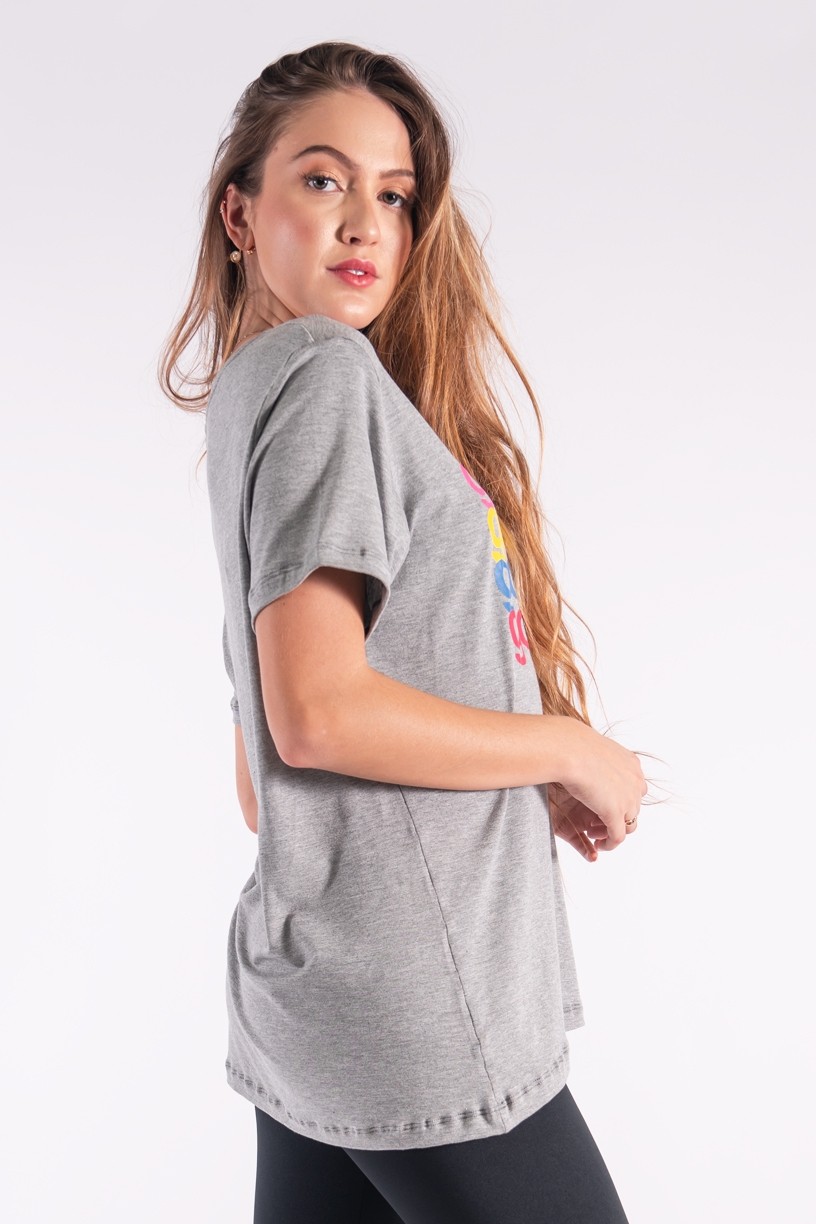 Camisetão com Silk Good Vibes (Mescla) | Ref: K2848-C