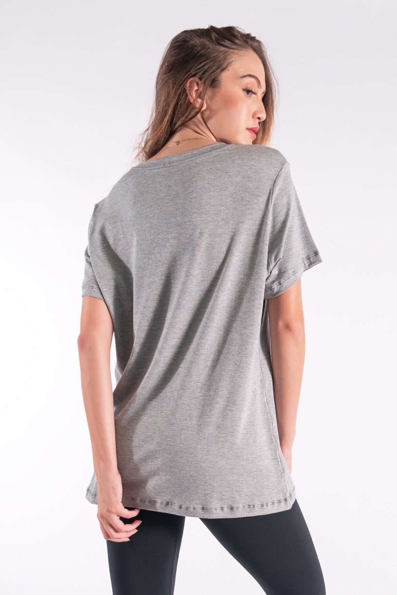 Camisetão com Silk Good Vibes (Mescla) | Ref: K2848-C