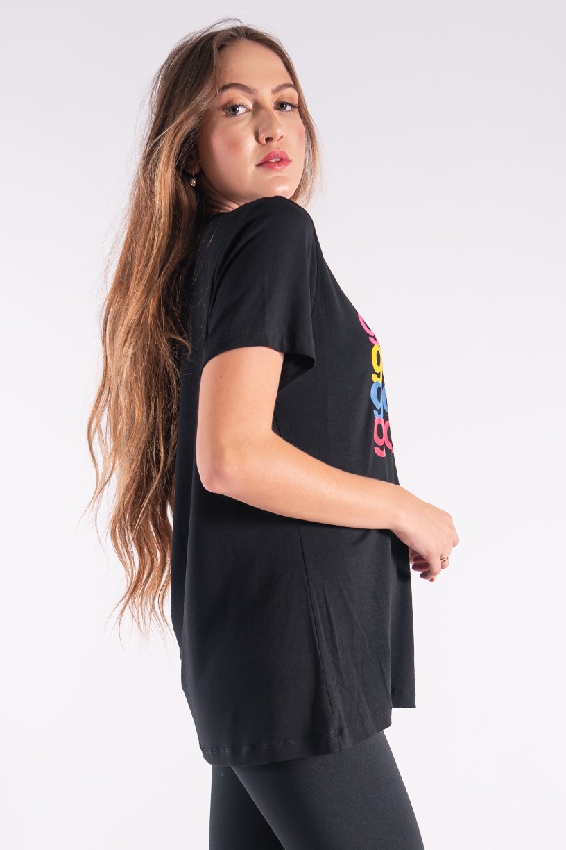 Camisetão com Silk Good Vibes (Preto) | Ref: K2848-A