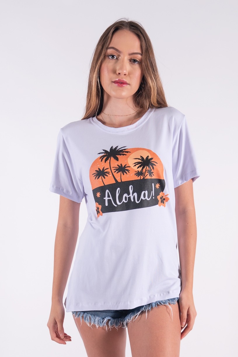 Camisetão com Silk Silk Aloha (Branco) | Ref: K2849-B