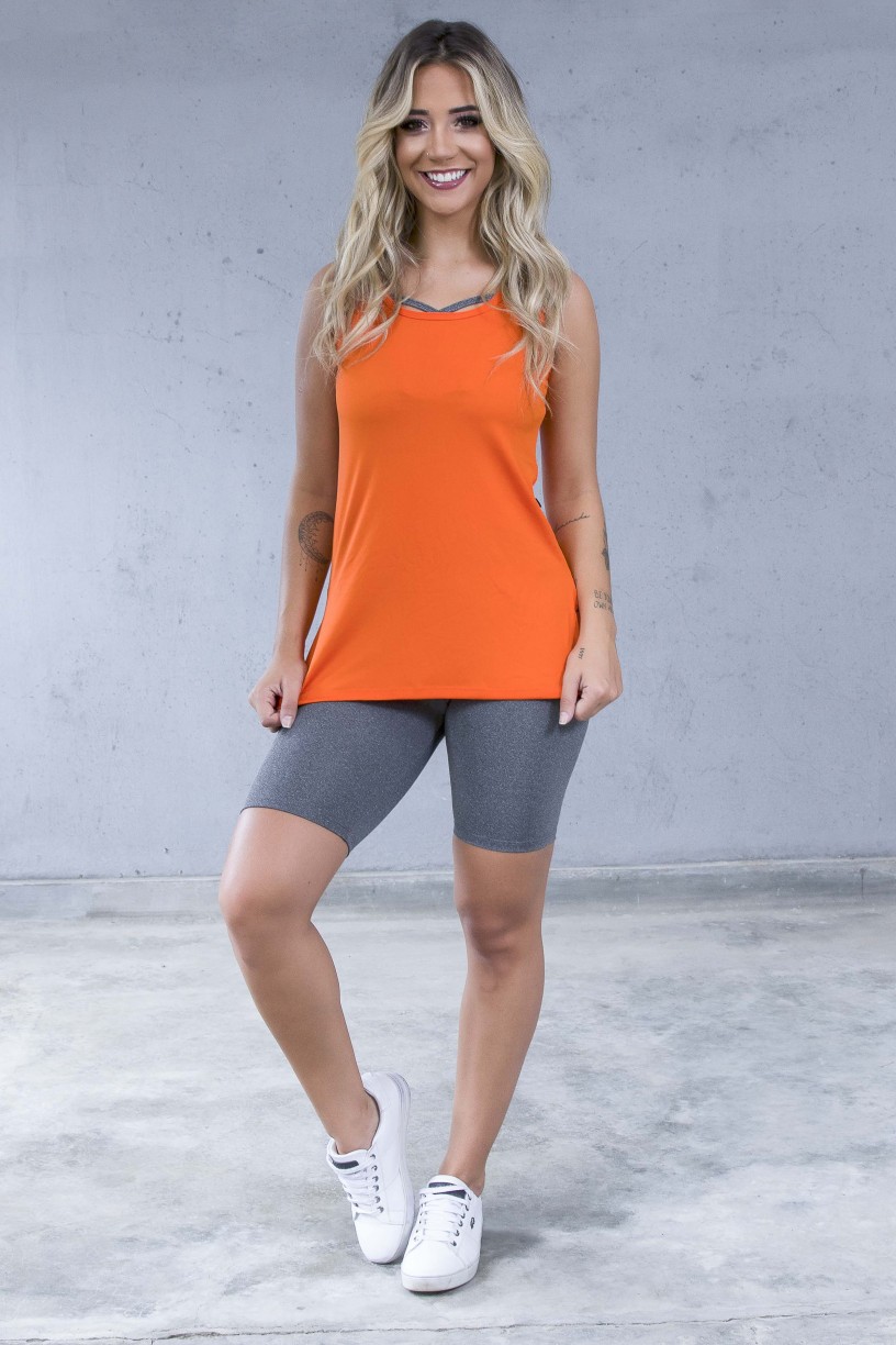 Camiseta de Microlight com Detalhe Lateral (Laranja) | Ref: KS-F1662-005