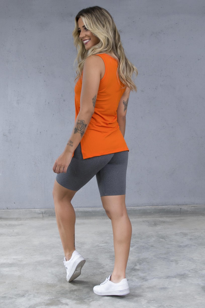 Camiseta de Microlight com Detalhe Lateral (Laranja) | Ref: KS-F1662-005