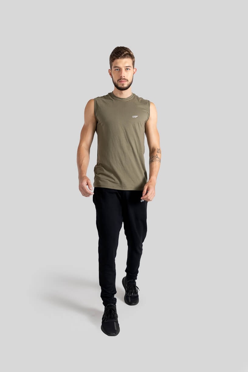 Camiseta Regata Masculina (Verde Militar) | Ref: K3117-E