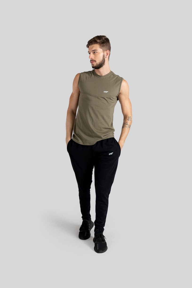 Camiseta Regata Masculina (Verde Militar) | Ref: K3117-E