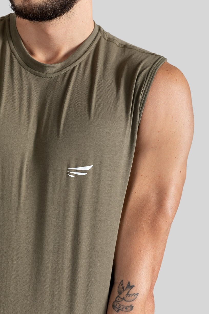 Camiseta Regata Masculina (Verde Militar) | Ref: K3117-E